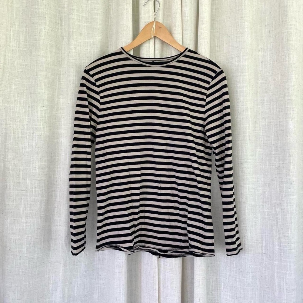 Black and tan striped long sleeve tee